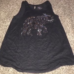 Black velvet shirt with elephant